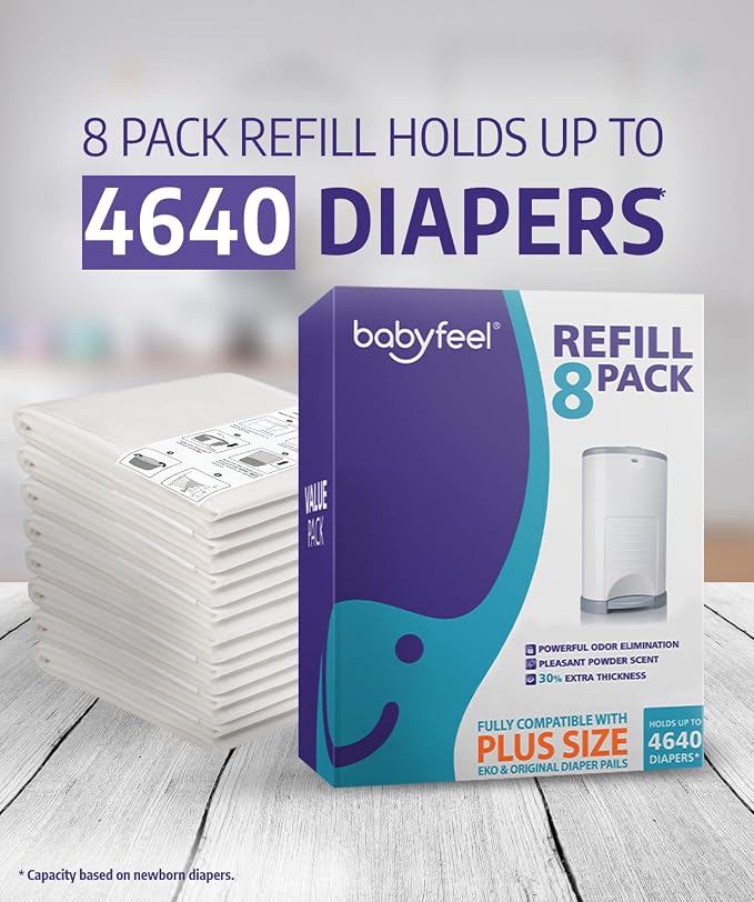 Babyfeel Refills for DEKOR PLUS Diaper Pails, 8 Pack, Exclusive 30% Extra - Image 4