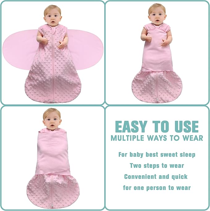 Fleece Newborn Sleep Sack Baby Swaddle, 3-Way Adjustable Wearable Blanket - Image 3