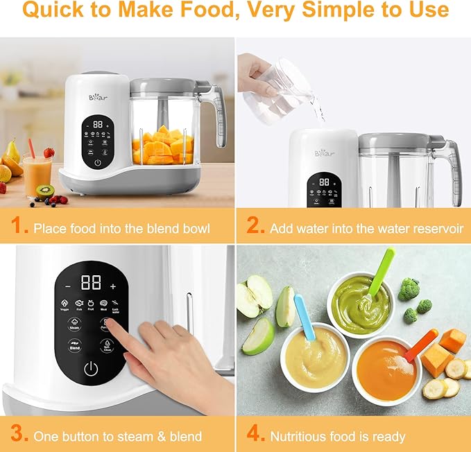 BEAR 2024 Baby Food Maker | One Step Baby Food Processor Steamer Puree Blender - Image 4