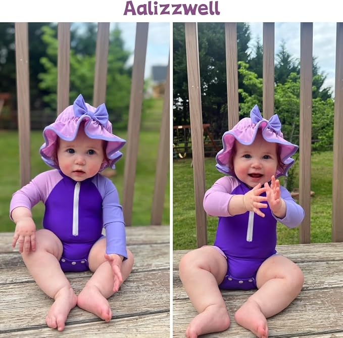 Aalizzwell Baby Girls Long Sleeve One Piece Swimsuit - Image 2