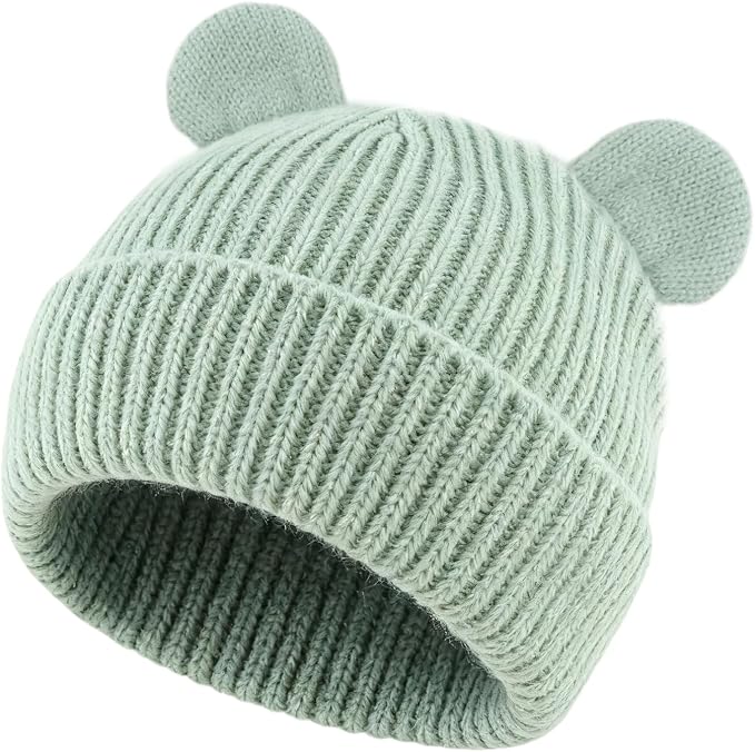Bear Baby Beanie Knitted Baby Winter Hat Infant Toddler Boys Girls Beanie - Image 2