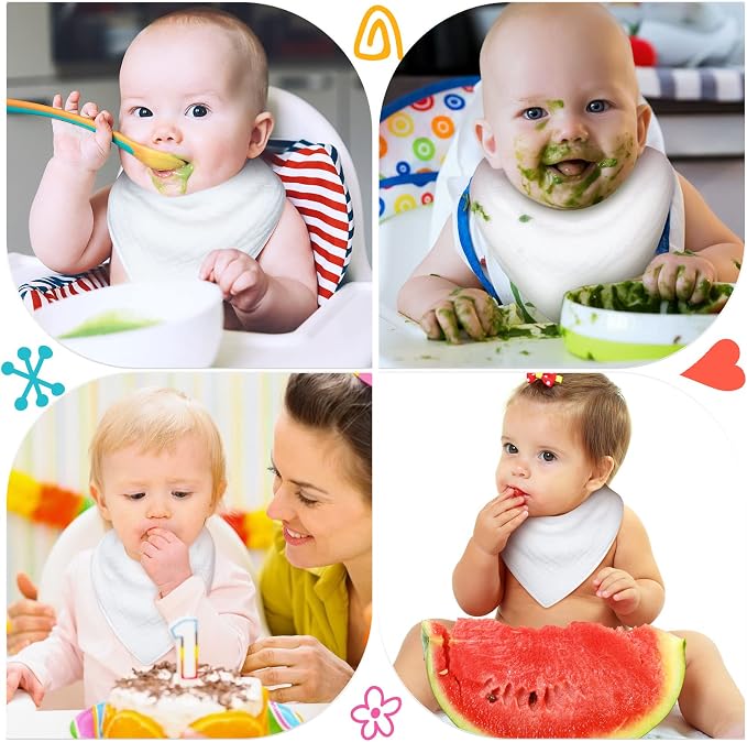 Giegxin 30 Pcs Muslin Baby Bibs White Bandana Drool Unisex Girls Boys Triangle - Image 6