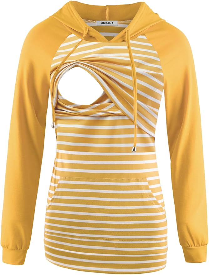 GINKANA Women's Nursing Hoodie Sweatshirt Long Sleeves Breastfeeding Maternity by GINKANA