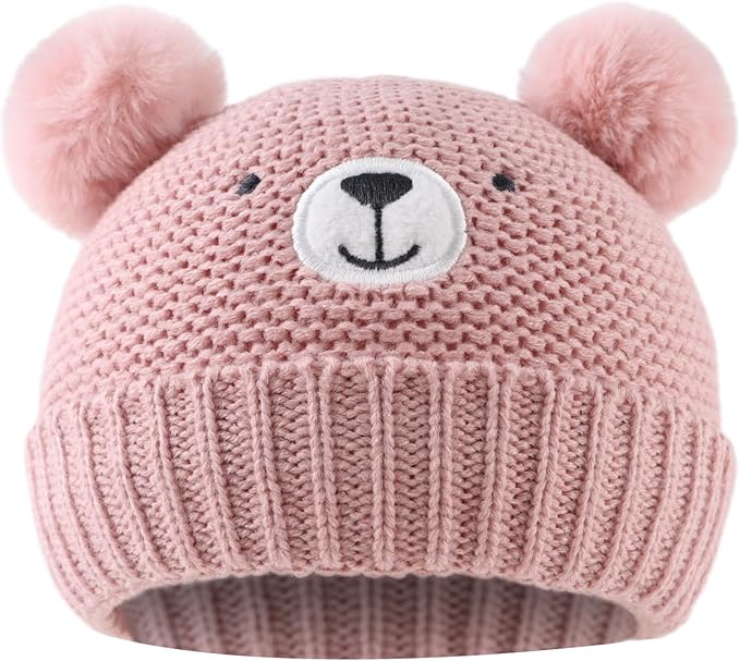 JANGANNSA Cute Bear Baby Beanie Pompom Baby Boys Hat Infant Toddler Winter by JANGANNSA