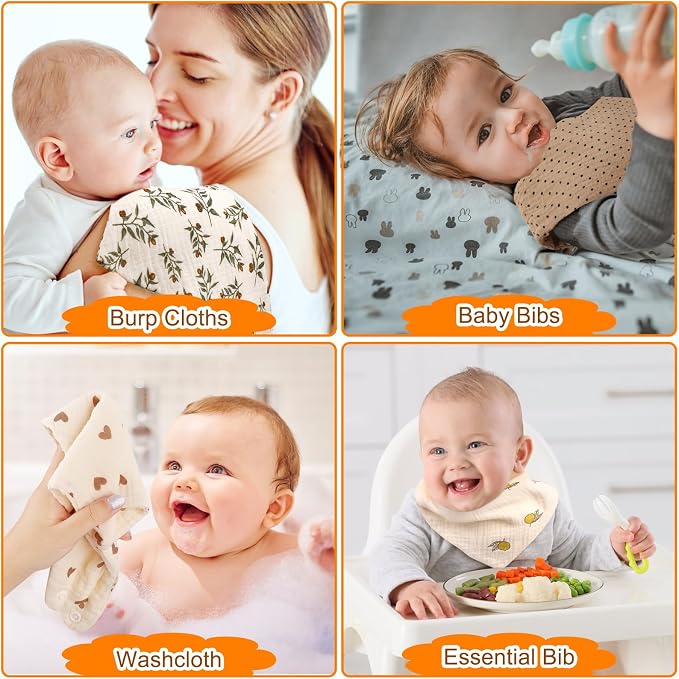 Accmor Muslin Baby Drool Bibs 6 Pack Baby Bandana Drool Bibs Soft Cotton Baby - Image 6
