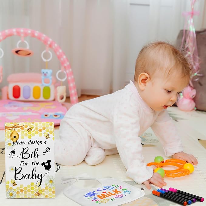 Newwiee 55 Pcs White Bibs for Baby Decorating Design a Bib Decorate Plain - Image 5