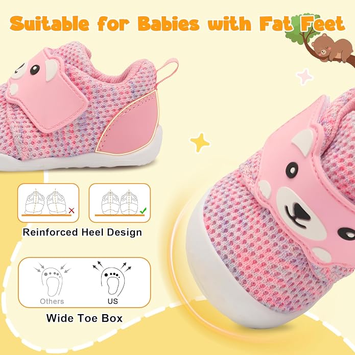 FEETCITY Baby Walking Shoes Wide Baby Shoes Boys Girls Infant Sneakers Crib - Image 2