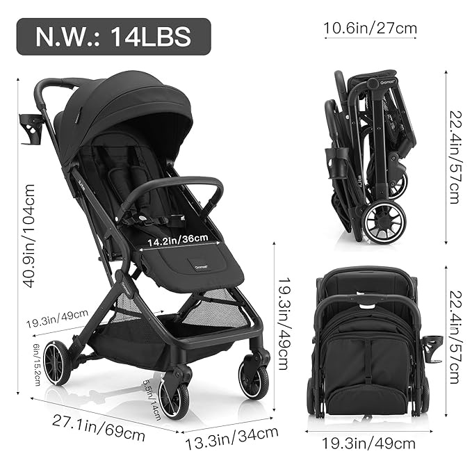 Compact Fold Baby Stroller, Lightweight Travel Toddler Stroller - Image 5