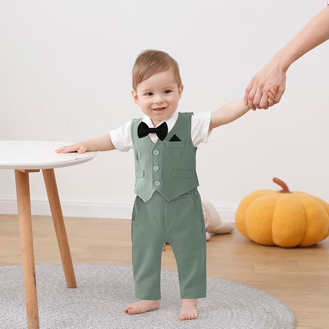 DISAUR Baby Boy Clothes Toddler Boy Outfits 4PCS Gentleman Dress - Image 3