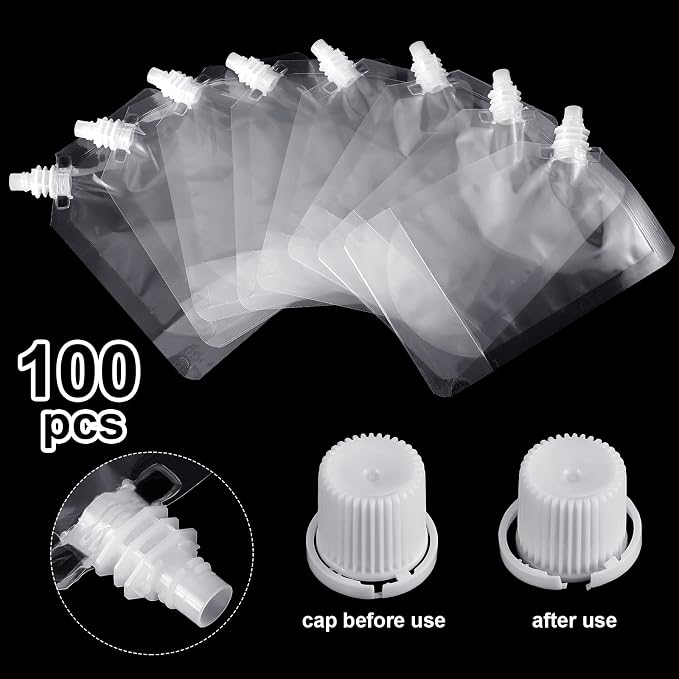 Meanplan 100 Pcs Plastic Pouches Bulk Reusable Squeeze Pouches Clear Plastic - Image 6