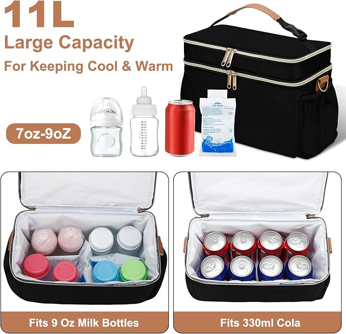 Breastmilk Cooler Bag with 6 Ice Pack, Wearable Breast Pump Bag Compatible with - Image 2