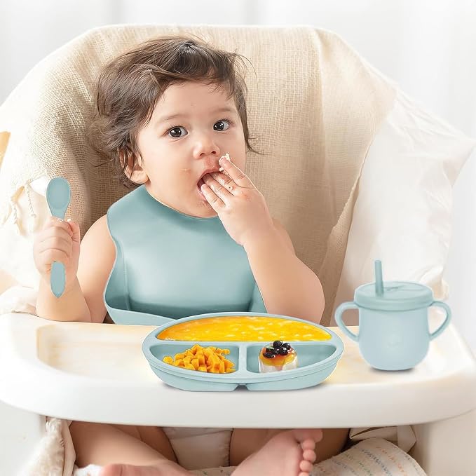 100% Silicone Baby Feeding Set, BPA Free Baby Dishes Set - Image 6
