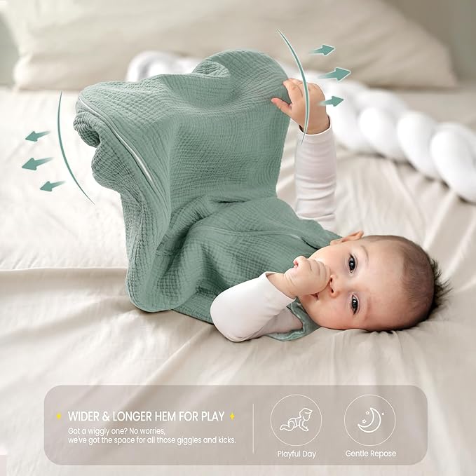 lulumoon Sleep Sack Muslin for Baby: Cotton Wearable Blanket for 3-9 Months - Image 3