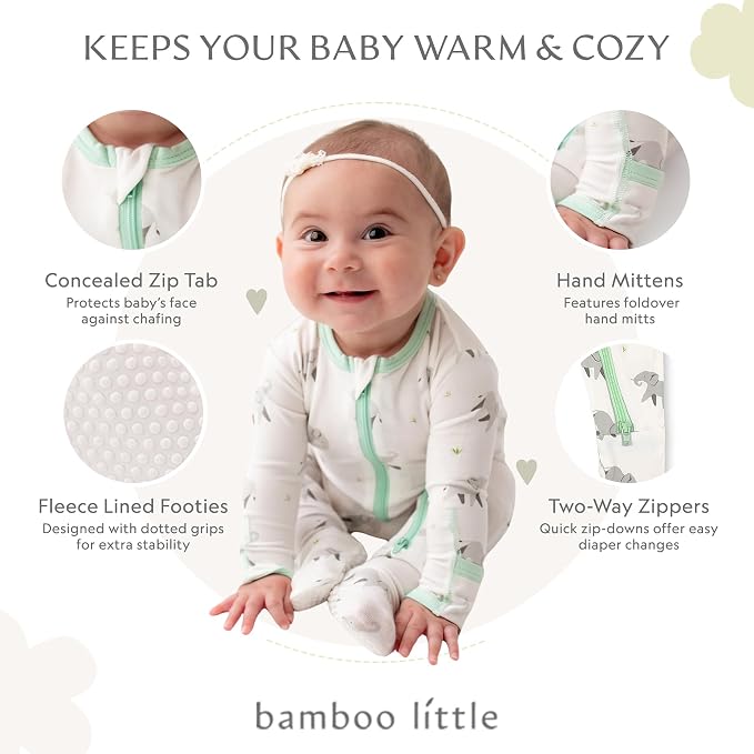 Bamboo Little Soft Baby Footie Pajamas, Baby Clothes, Newborn Sleepers - Image 2