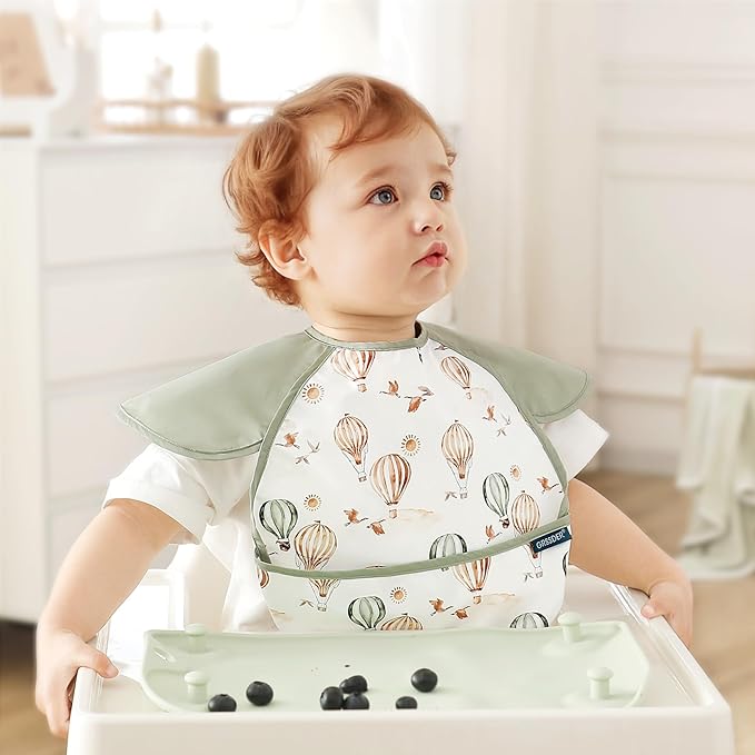 GRSSDER 3-pack Mess Proof Baby Feeding Bibs - Image 2