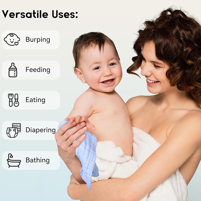 Muslin Baby Washcloths 6 Pack, 100% Cotton Wash Cloths - Image 5