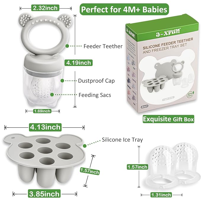 JEXFUN Baby Fruit Food Feeder & Mini Freezer Nibble Tray Combo, Breastmilk - Image 4