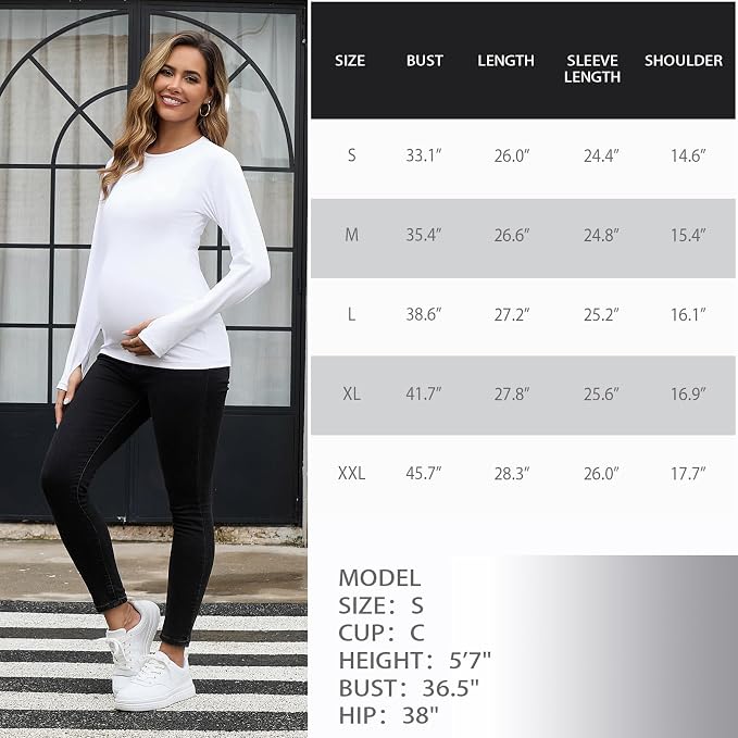 GINKANA Maternity Workout Tops Long Sleeve Pregnancy Yoga Shirts - Image 6