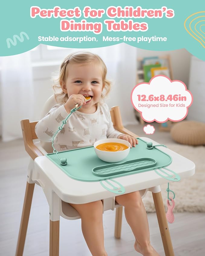 2Pack Silicone Placemats for Baby&Kid, Stain-Proof Non-Slip Baby Place Mat for - Image 7