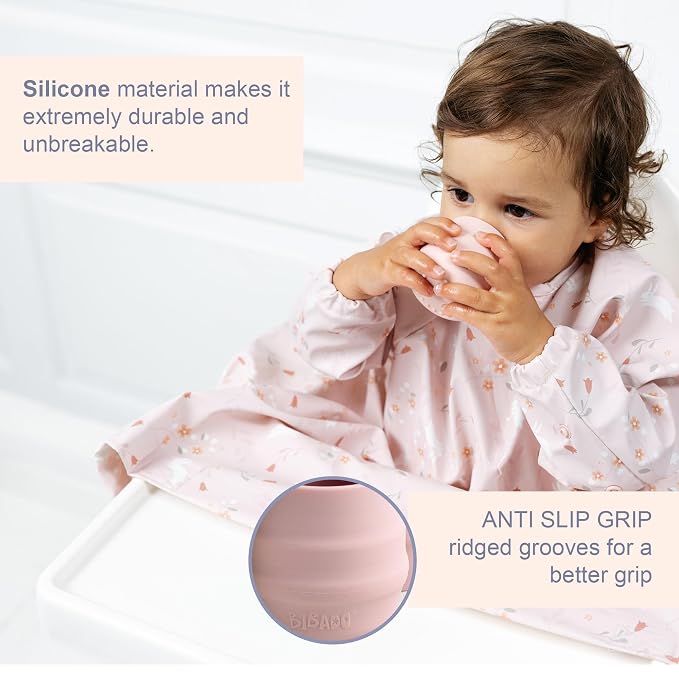 BIBaDO - Sippit Silicone Baby Cup, Blush - Open Training Silicone Cups - Soft - Image 2