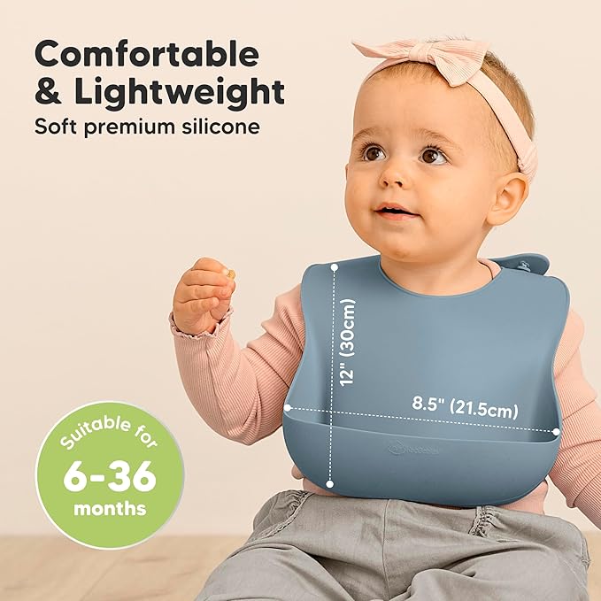 KeaBabies 2-Pack Silicone Baby Bibs - Image 3