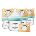 Natural Glass Baby Bottle for Breastfeeding Babies, 3oz Newborn Anti-Colic Baby by yanyoyo