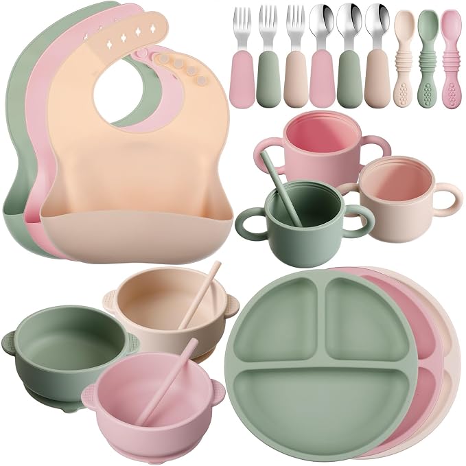 Yinder 24 Pack Silicone Baby Feeding Set Baby LED Weaning Supplies Includes by Yinder