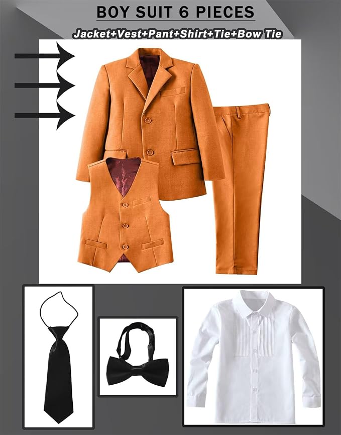 Boys Suit Set Slim Fit Kids Formal Suits Toddler Tuxedo Wedding Prom Classic - Image 3
