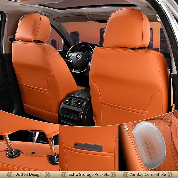 FLORICH Car Seat Covers Full Set, Leather Seat Covers - Image 3
