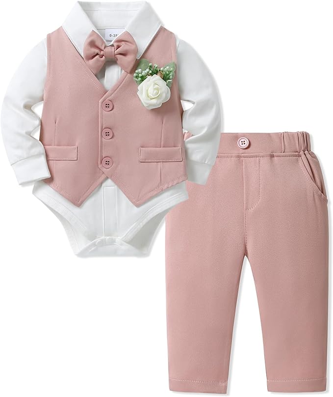 SANMIO Baby Boy Clothes Suits Infant Gentleman Outfit Collared Dress by SANMIO
