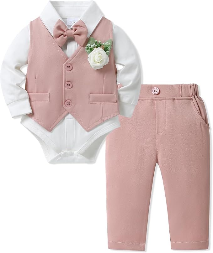 SANMIO Baby Boy Clothes Suits Infant Gentleman Outfit Collared Dress by SANMIO