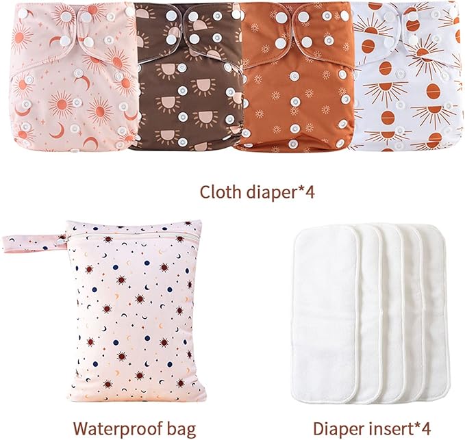 HappyFlute 9 Sets Newborn Baby Cloth Pocket Diapers One Size Adjustable - Image 2