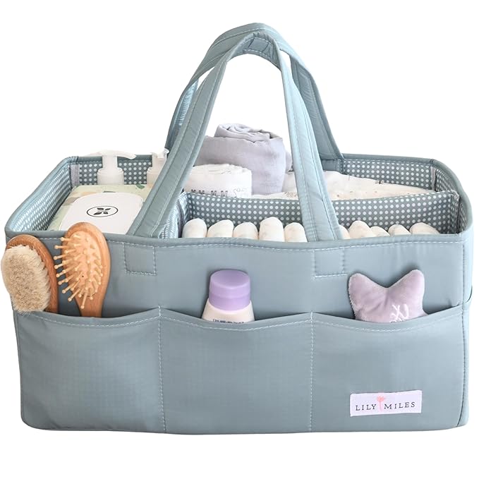 Lily Miles Baby Diaper Caddy Organizer, Wipeable Diaper Organizer Basket by LilyMiles
