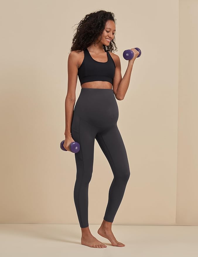 POSHDIVAH 3 Pack Women's Maternity Workout Leggings Over The Belly Pregnancy - Image 4