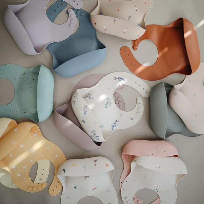 mushie Silicone Baby Bib | Adjustable Fit Waterproof Bibs - Image 8