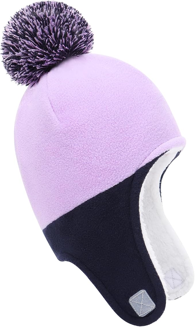 Baby Beanie Hat Pom Full Hood Hat Toddler Winter Hat Fleece Earflap Cap - Image 2