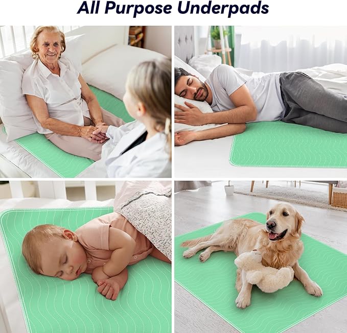 6 Pack 36” x 36” Extra Heavy Absorbency Washable Underpads, Waterproof Quick - Image 7