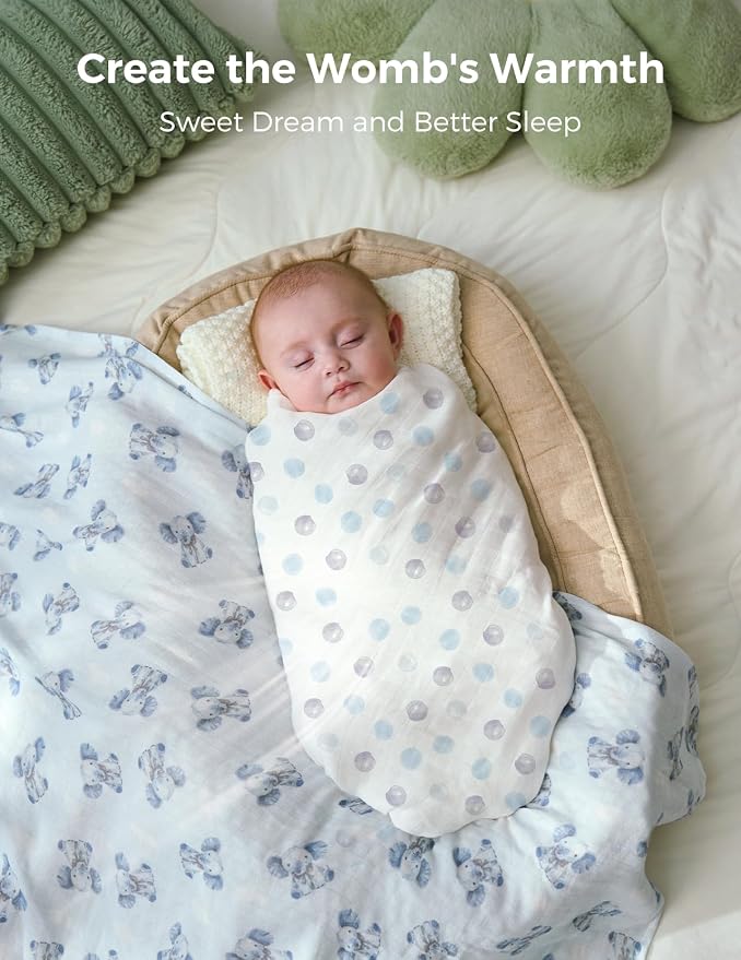 Momcozy Muslin Best Wishes Swaddle Blankets, Ultra Soft Neutral Registry - Image 3