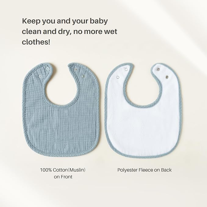 Konssy 6-Pack Muslin Baby Bibs for Boys & Girls, Soft Cotton Absorbent Bandana - Image 3