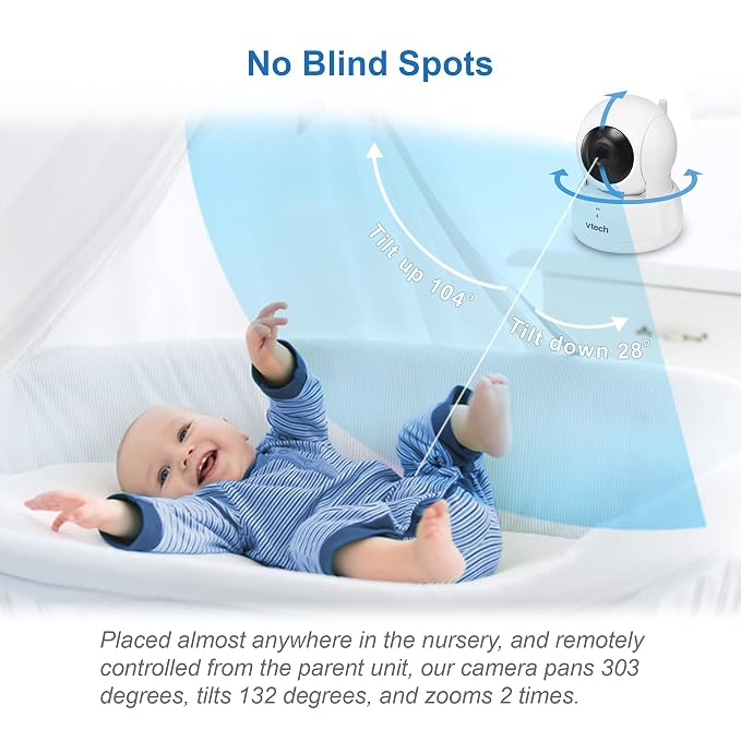VTech VM923-2 Baby Monitor, 2.8”Screen, 1000ft Range, Pan-Tilt-Zoom, Night - Image 4