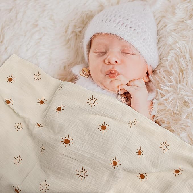 Muslin Swaddle Blankets for Newborn, 3 Pack Breathable Soft Receiving Blanket - Image 3