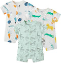 3-Pack 100% Cotton Baby Boy Rompers, 0-24Months Short Sleeve Toddler Romper by Thisisminicocos