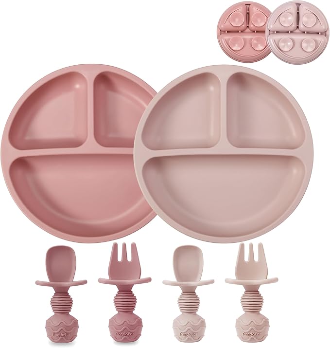PandaEar 2 Pack Toddler Divided Suction Plates by PandaEar