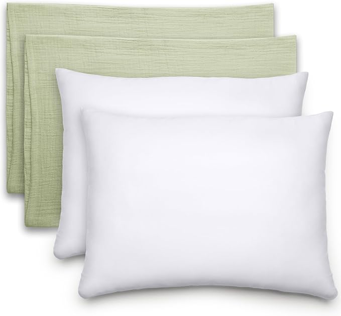 Comfy Cubs Toddler Pillow with Muslin Pillowcase, 13 x 18 in, 2 Pack by ComfyCubs