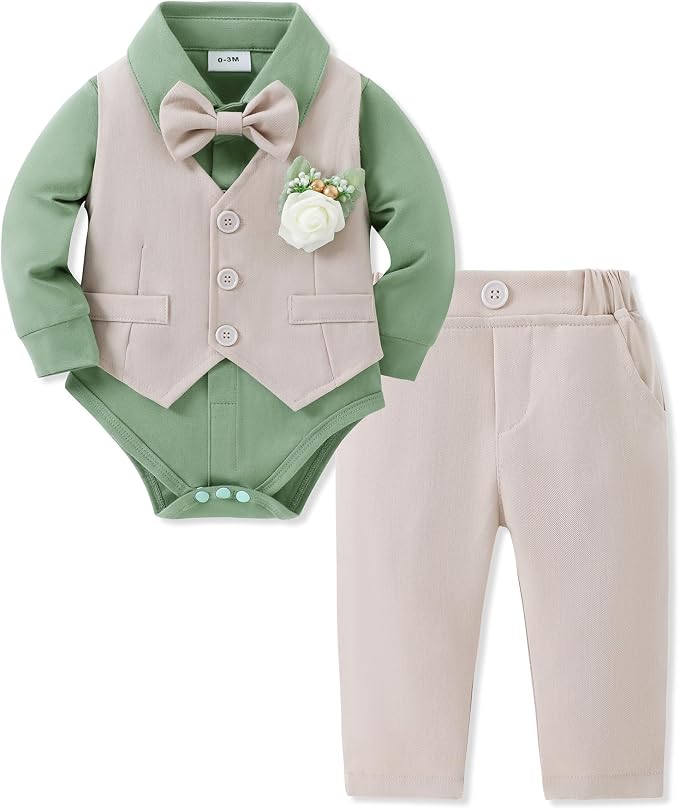 SANMIO Baby Boy Clothes Suits Infant Gentleman Outfit Collared Dress by SANMIO