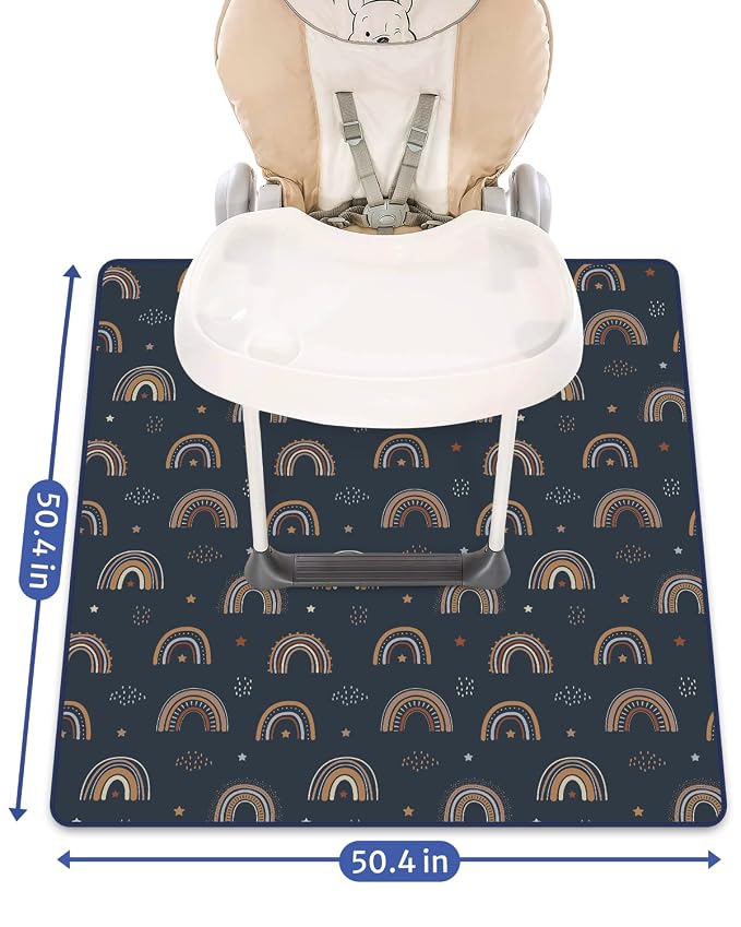 Blissful Diary Baby Splat Mat for Under High Chair, 50.4 x 50.4 Inch Wipeable - Image 3