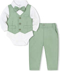 Baby Boy Clothes Suits Infant Gentleman Wedding Outfit Formal Dress Shirt Vest by Juivesia