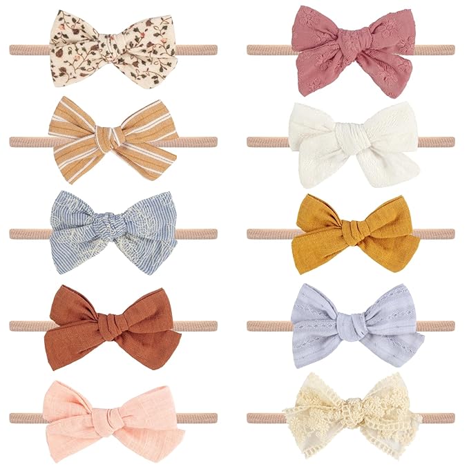 Baby Girl Headbands and Bows, Newborn Infant Toddler Nylon Hairbands Hair by VISBL