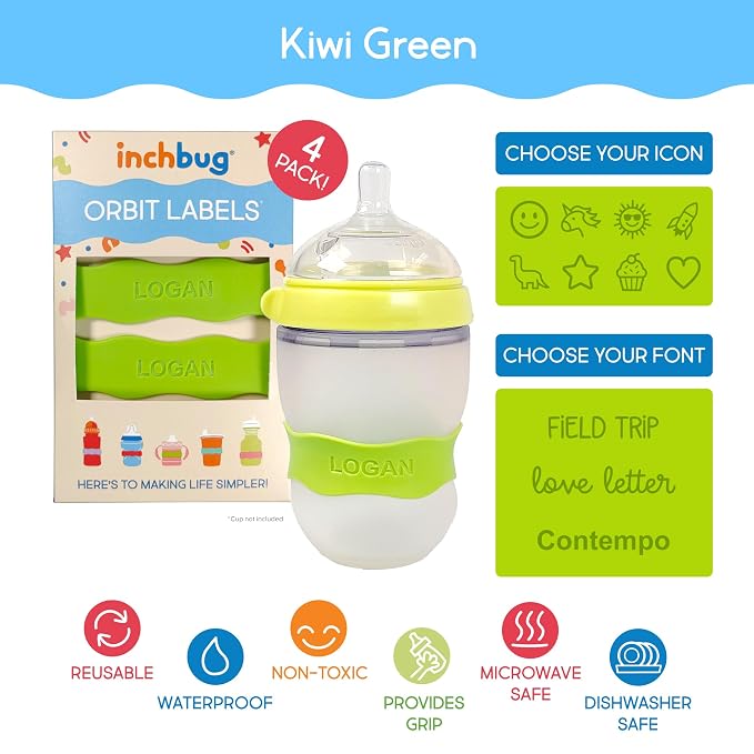 InchBug Orbit Labels Baby Bottle and Water Bottle Silicone Name Bands – - Image 3