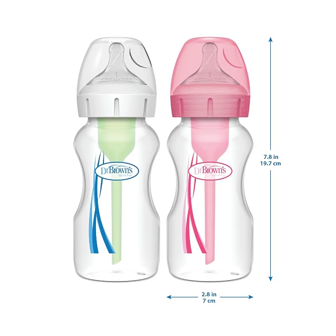 Dr. Brown's Natural Flow Anti-Colic Options+Wide-Neck Baby Bottle, 9 oz/270 mL - Image 13